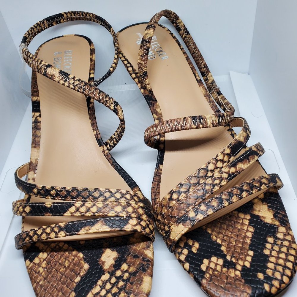 Bleeker & Bond Faux Snake Skin Kitten Heel Sandal